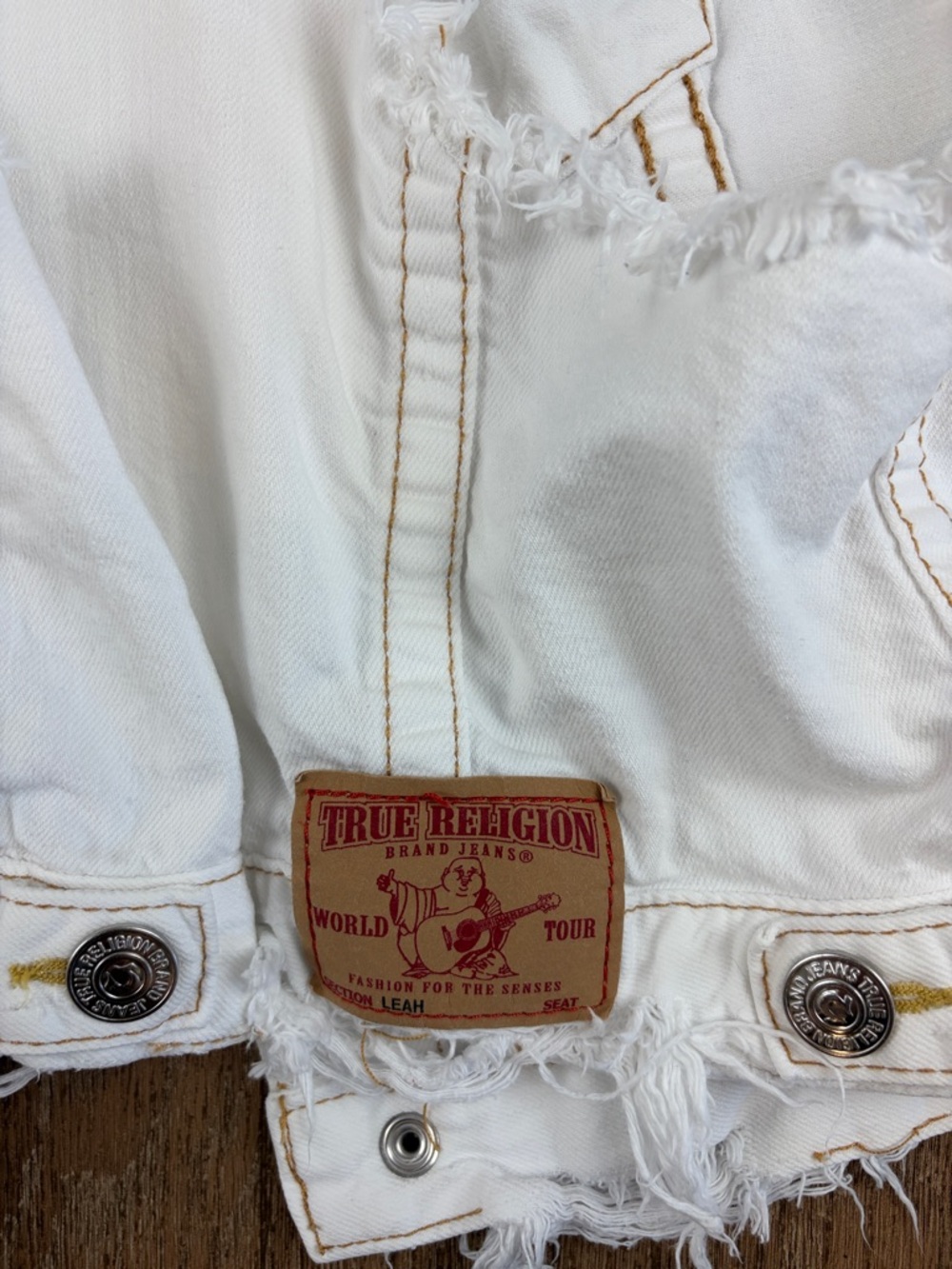 True Religion ‘Leah’ Rips Racerback Denim Vest ~ in White - Picture 12 of 15